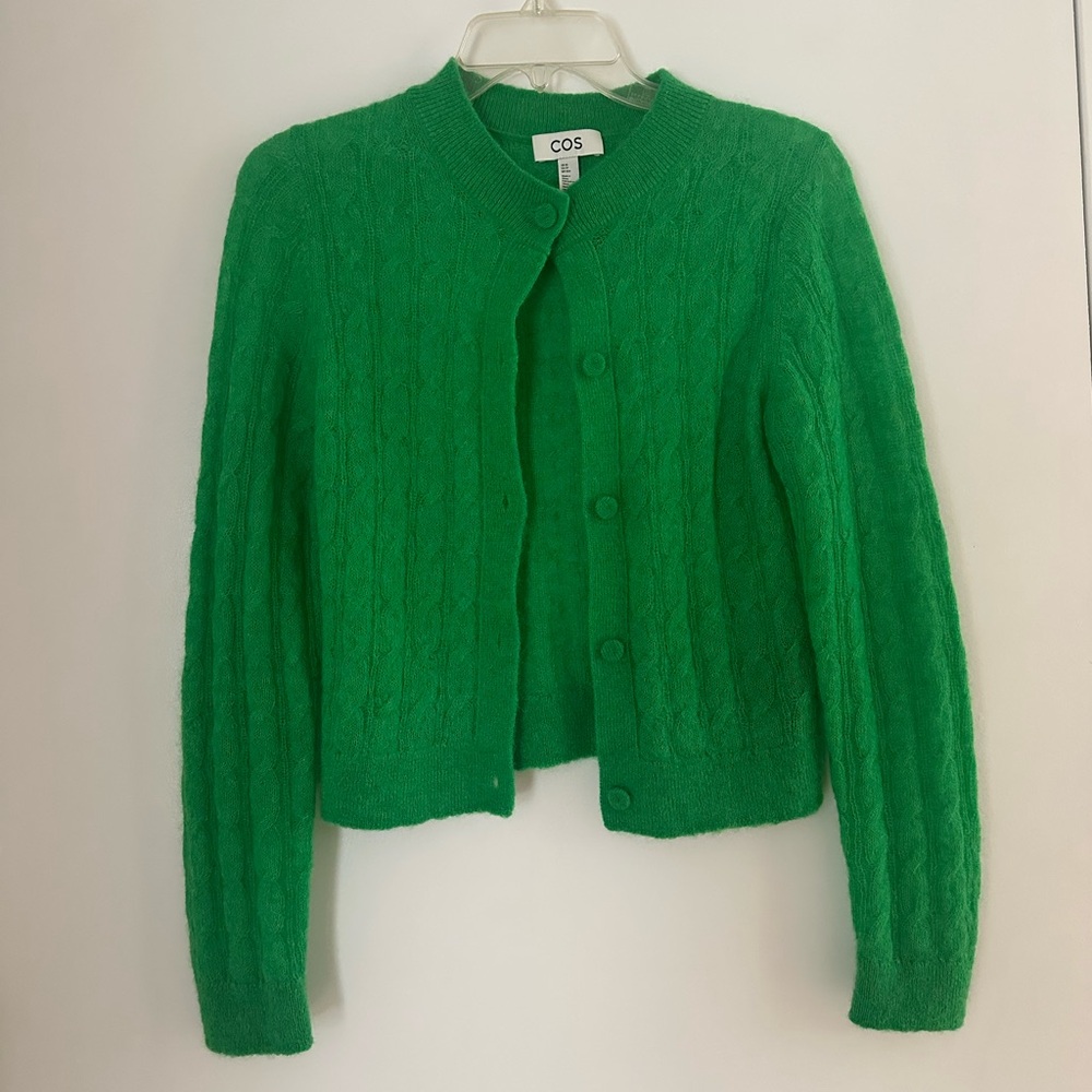 COS Green Cable Knit Sweater